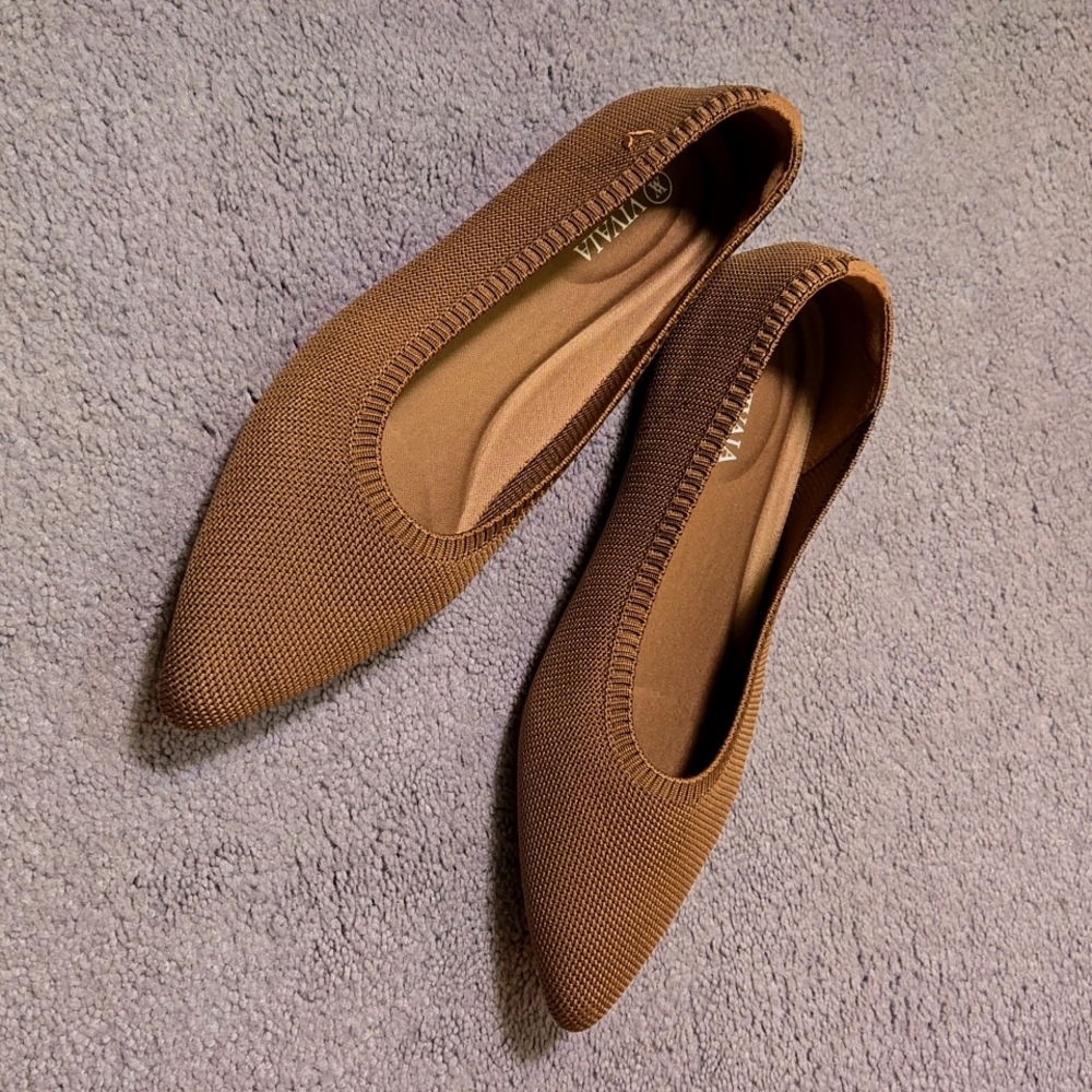 Vivaia Pointed-Toe Ballet Flats in Espresso [S2194]